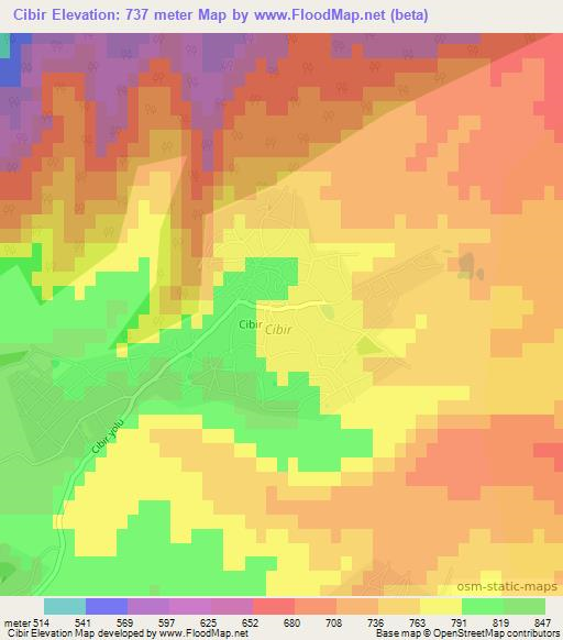 Cibir,Azerbaijan Elevation Map