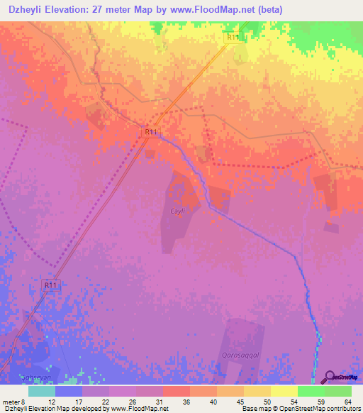 Dzheyli,Azerbaijan Elevation Map