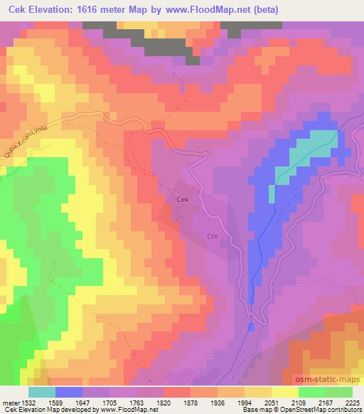 Cek,Azerbaijan Elevation Map