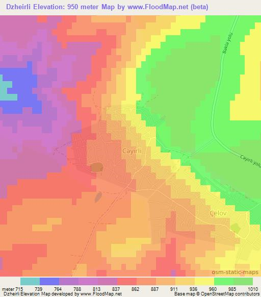 Dzheirli,Azerbaijan Elevation Map