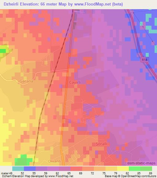 Dzheirli,Azerbaijan Elevation Map