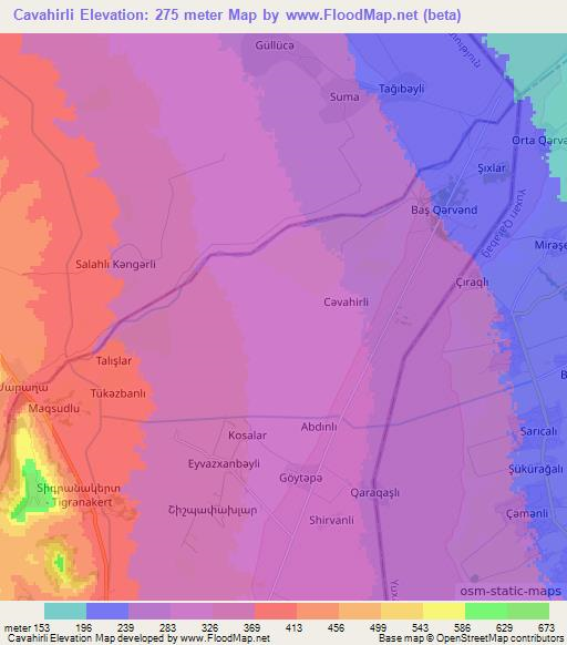Cavahirli,Azerbaijan Elevation Map