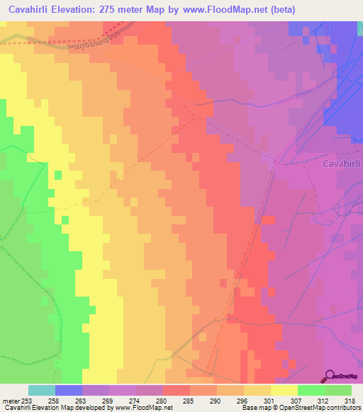 Cavahirli,Azerbaijan Elevation Map