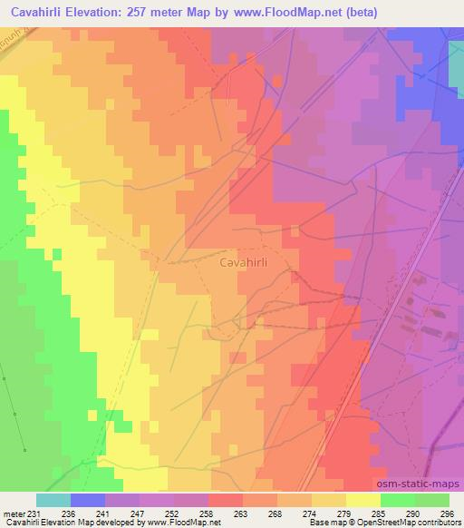Cavahirli,Azerbaijan Elevation Map