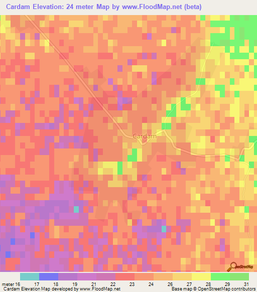 Cardam,Azerbaijan Elevation Map