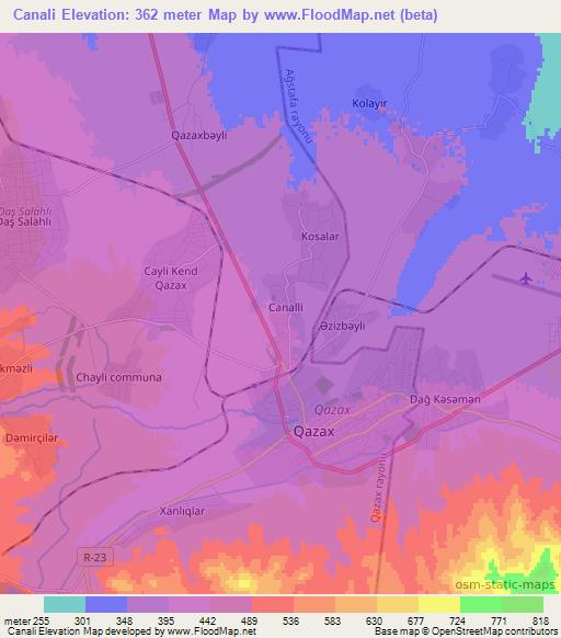 Canali,Azerbaijan Elevation Map