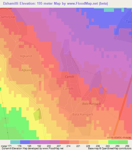 Dzhamilli,Azerbaijan Elevation Map