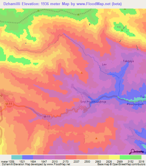 Dzhamilli,Azerbaijan Elevation Map