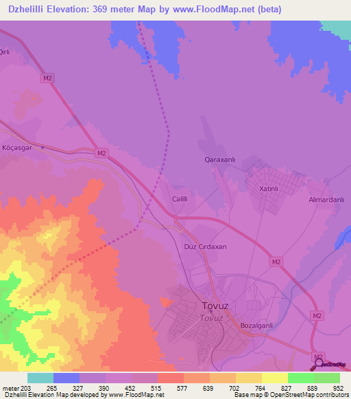 Dzhelilli,Azerbaijan Elevation Map