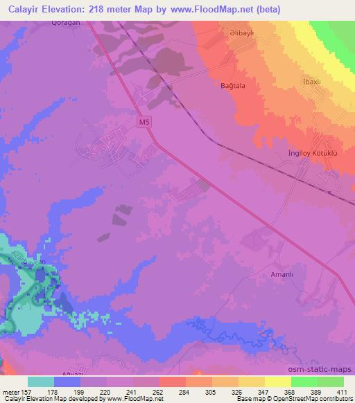 Calayir,Azerbaijan Elevation Map