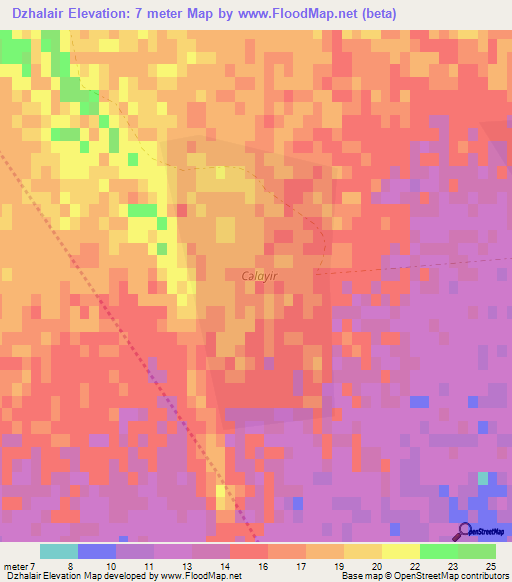 Dzhalair,Azerbaijan Elevation Map