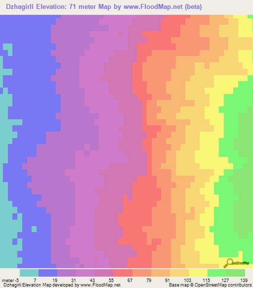 Dzhagirli,Azerbaijan Elevation Map