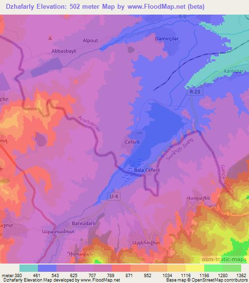 Dzhafarly,Azerbaijan Elevation Map