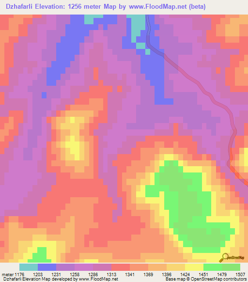 Dzhafarli,Azerbaijan Elevation Map
