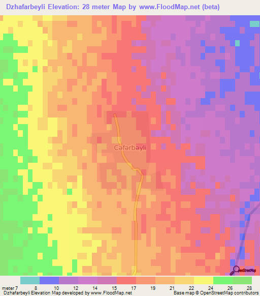 Dzhafarbeyli,Azerbaijan Elevation Map