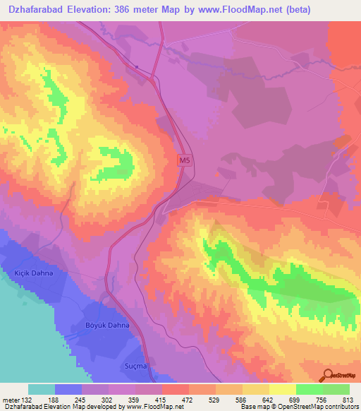 Dzhafarabad,Azerbaijan Elevation Map