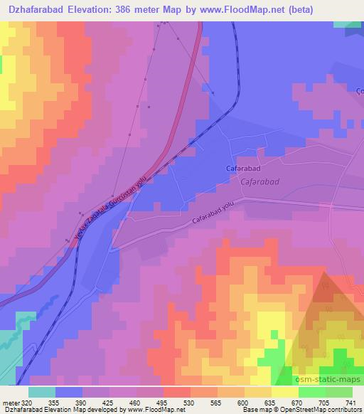 Dzhafarabad,Azerbaijan Elevation Map