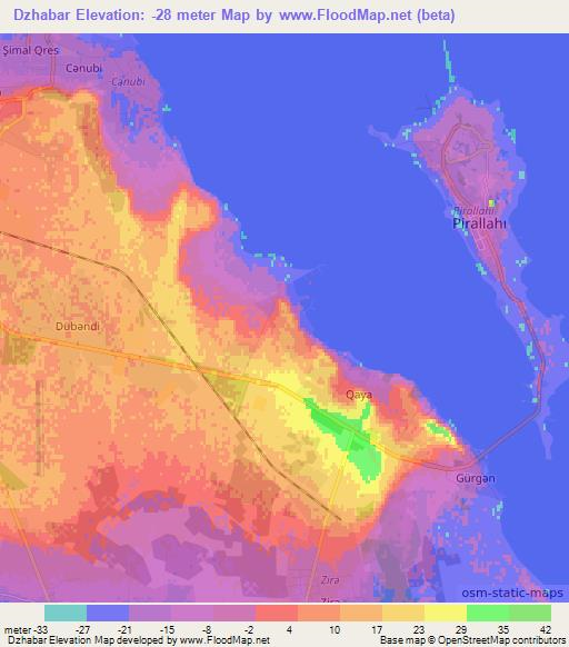 Dzhabar,Azerbaijan Elevation Map