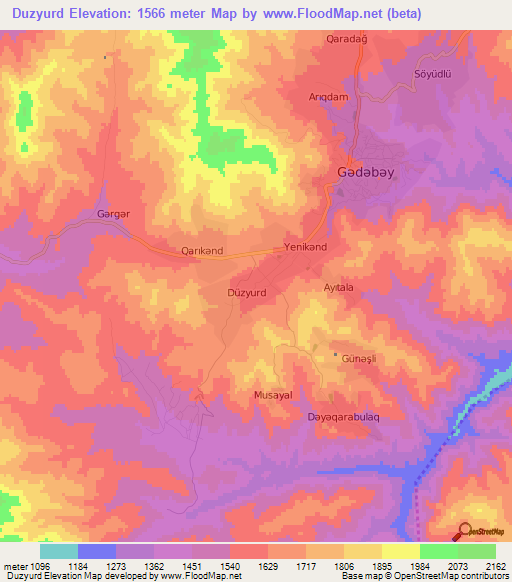 Duzyurd,Azerbaijan Elevation Map