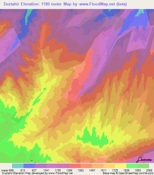 Duztahir,Azerbaijan Elevation Map
