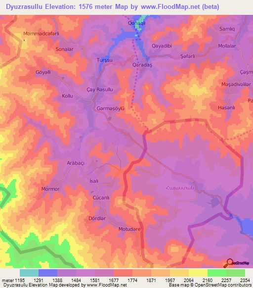 Dyuzrasullu,Azerbaijan Elevation Map