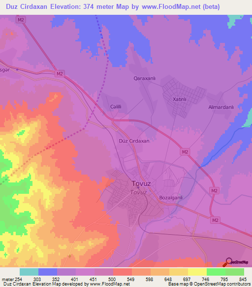 Duz Cirdaxan,Azerbaijan Elevation Map
