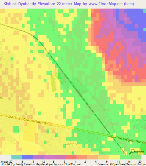 Kishlak Dyubendy,Azerbaijan Elevation Map
