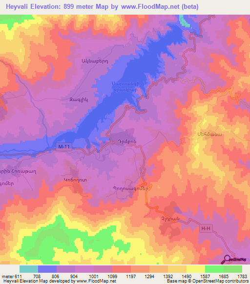 Heyvali,Azerbaijan Elevation Map