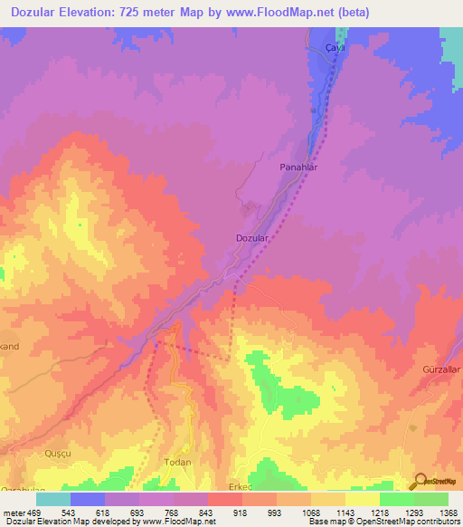 Dozular,Azerbaijan Elevation Map