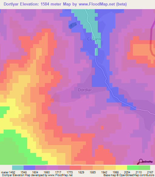 Dortlyar,Azerbaijan Elevation Map