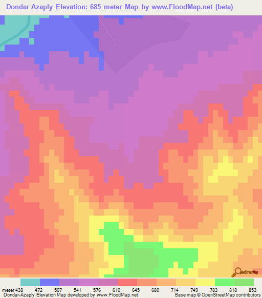 Dondar-Azaply,Azerbaijan Elevation Map