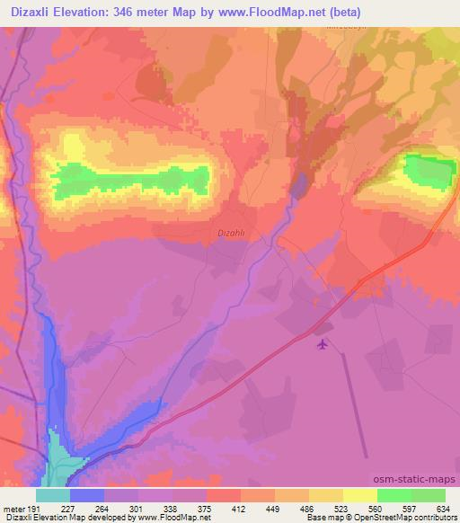 Dizaxli,Azerbaijan Elevation Map
