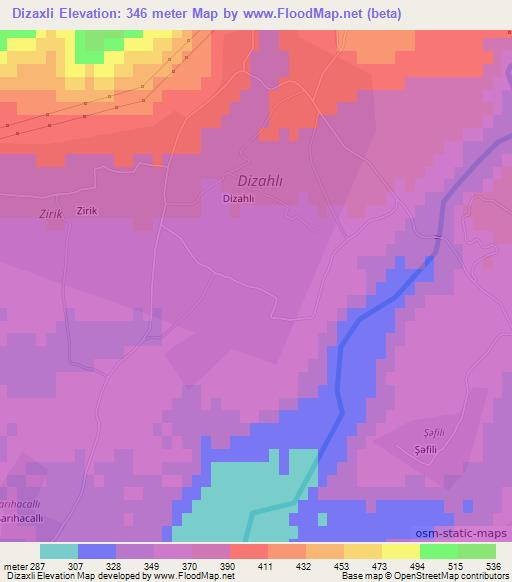 Dizaxli,Azerbaijan Elevation Map