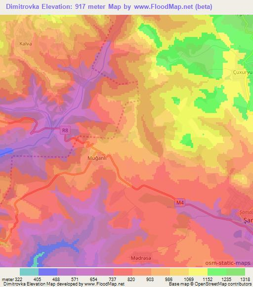 Dimitrovka,Azerbaijan Elevation Map