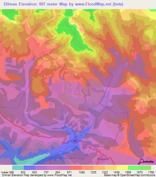 Dilman,Azerbaijan Elevation Map