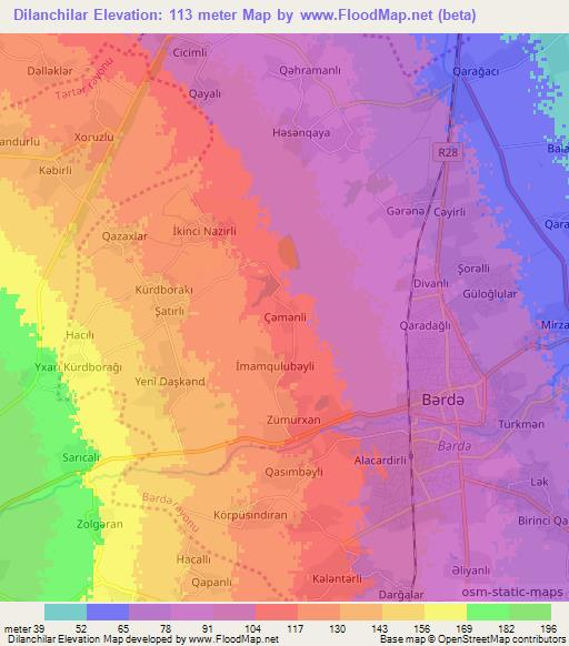 Dilanchilar,Azerbaijan Elevation Map