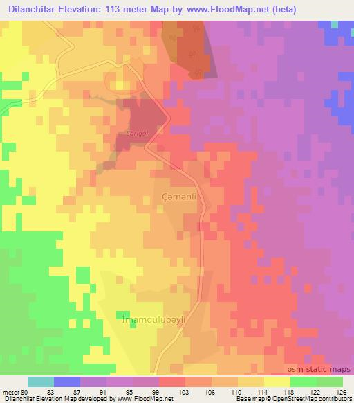 Dilanchilar,Azerbaijan Elevation Map