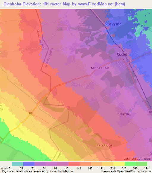 Digahoba,Azerbaijan Elevation Map