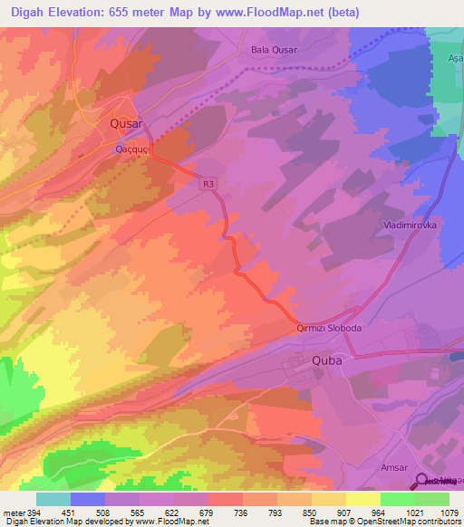 Digah,Azerbaijan Elevation Map