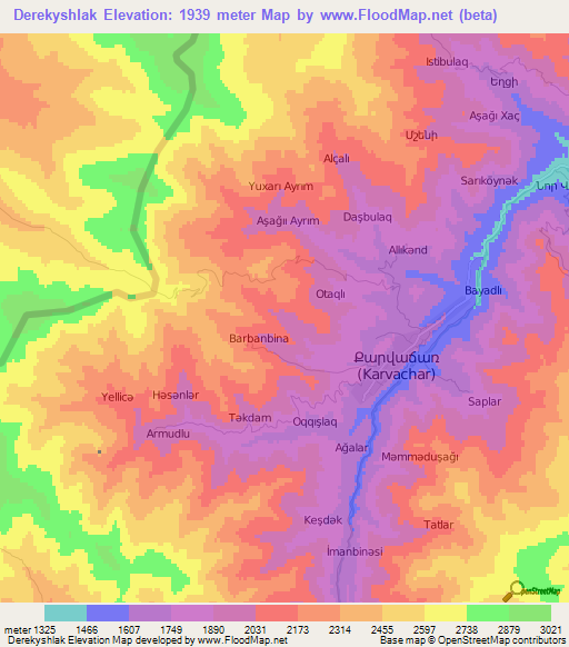 Derekyshlak,Azerbaijan Elevation Map