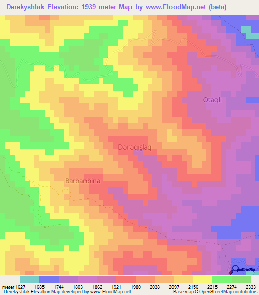 Derekyshlak,Azerbaijan Elevation Map