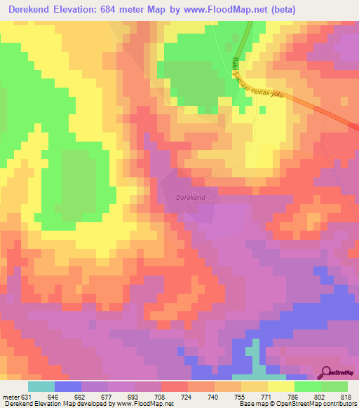 Derekend,Azerbaijan Elevation Map