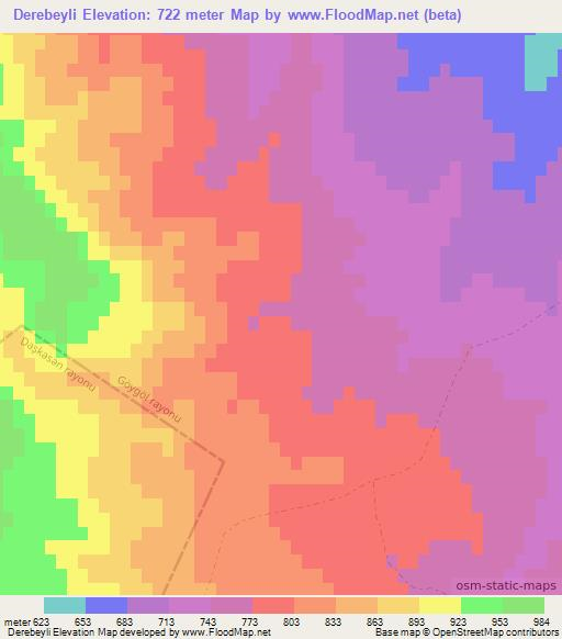 Derebeyli,Azerbaijan Elevation Map