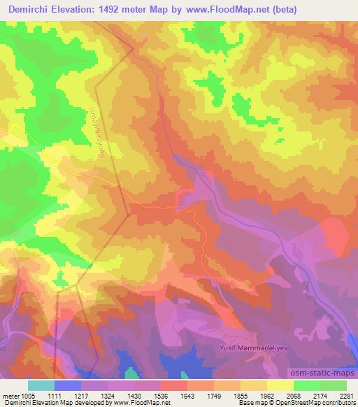 Demirchi,Azerbaijan Elevation Map