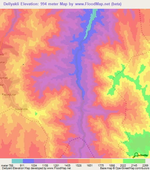Dellyakli,Azerbaijan Elevation Map
