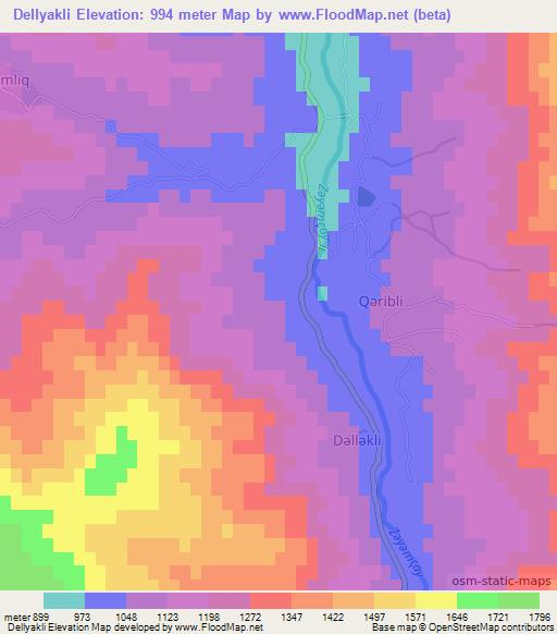 Dellyakli,Azerbaijan Elevation Map