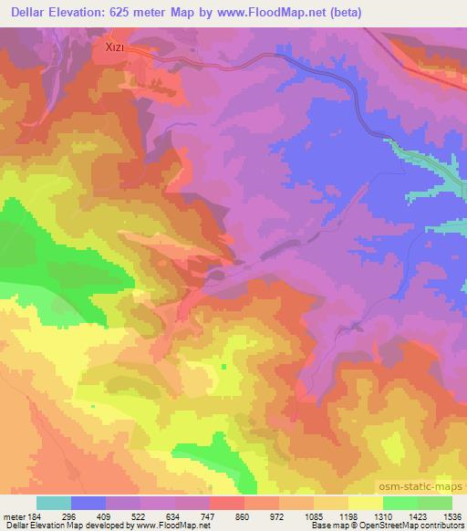 Dellar,Azerbaijan Elevation Map