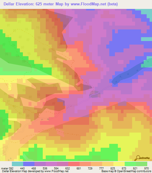 Dellar,Azerbaijan Elevation Map