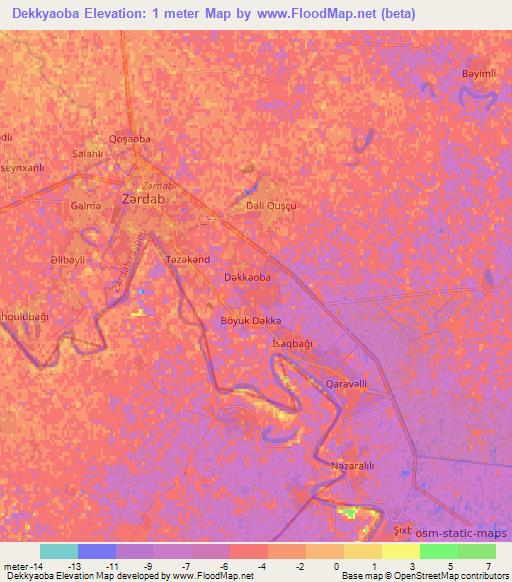 Dekkyaoba,Azerbaijan Elevation Map