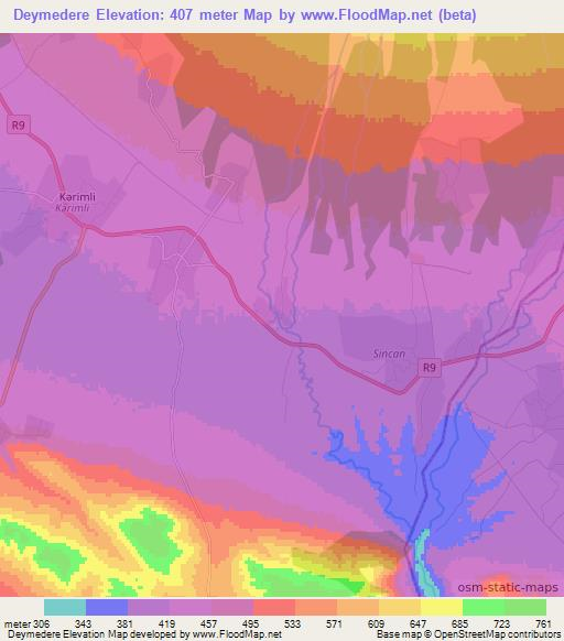 Deymedere,Azerbaijan Elevation Map